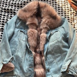 AFRM Fur Denim Jacket